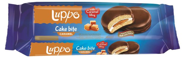 Сендвич-кекс Luppo Caramel в молочном шоколаде с маршмеллоу и карамельной начинкой, 182 г