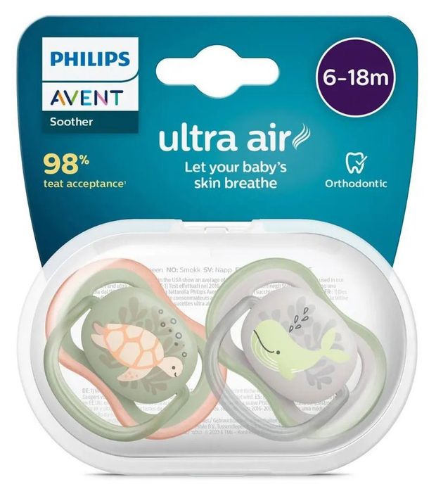 фото Пустышка philips avent ultra air night scf376/18 с футляром 6-18 мес., 2 шт