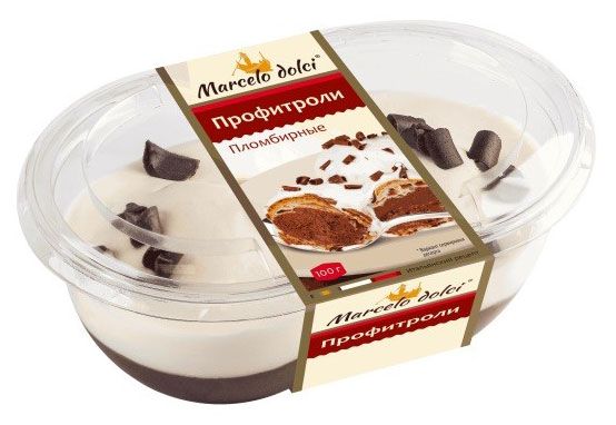 Пирожные заварные Marcelo Dolci Профитроли пломбирные охлажденные, 110 г