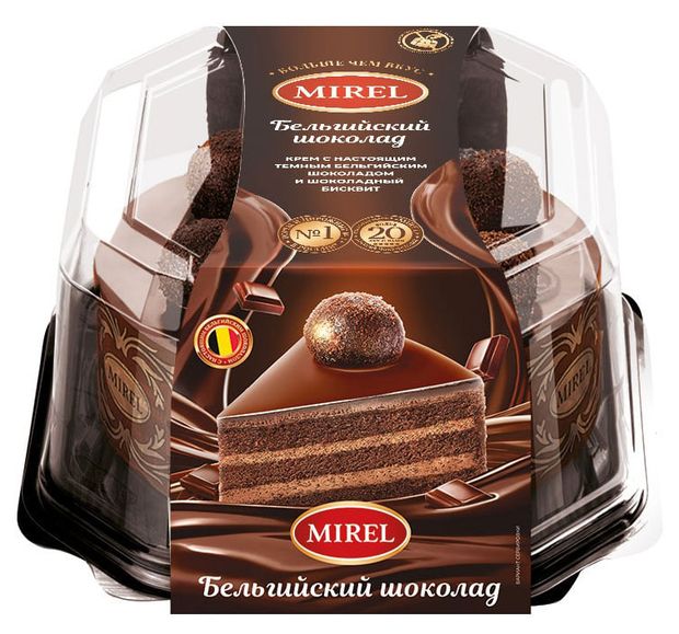 Торт бисквитный MIREL Бельгийский темный шоколад охлажденный, 750г