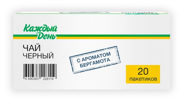 Чай черный Каждый день с бергамотом 20х15 г 33₽