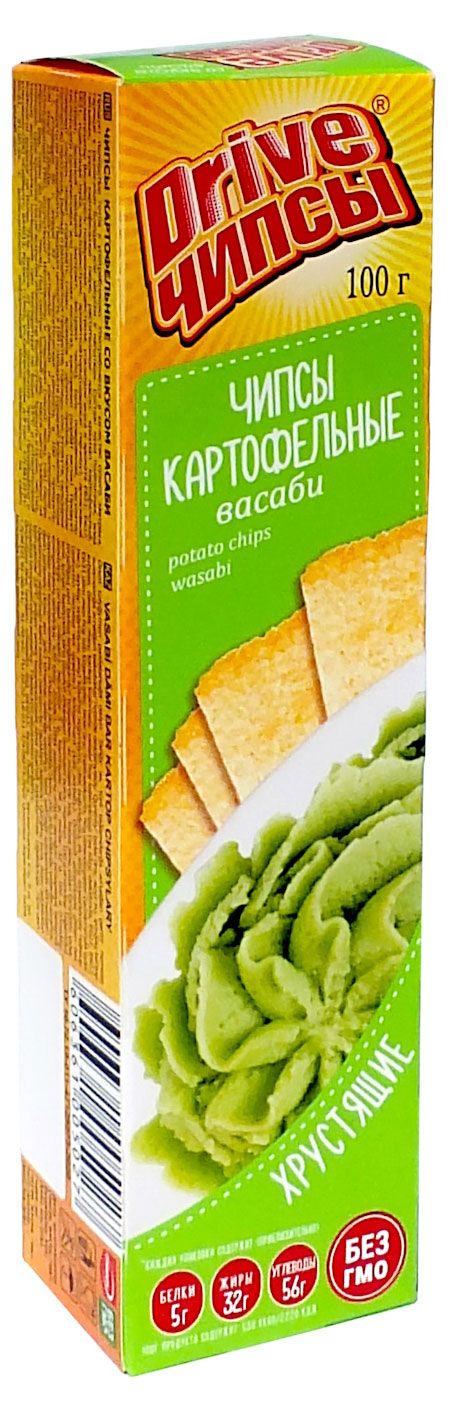 Чипсы, снеки, сухофрукты Чипсы картофельные Drive Васаби, 100 г