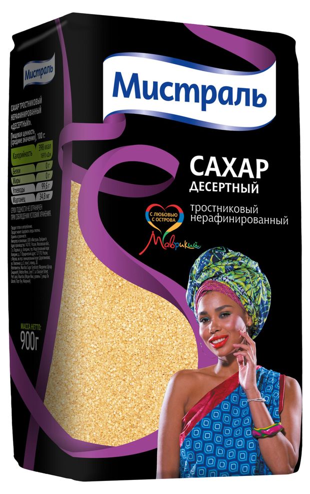 Сахар Мистраль десертный тростниковый нерафинированный, 900 г