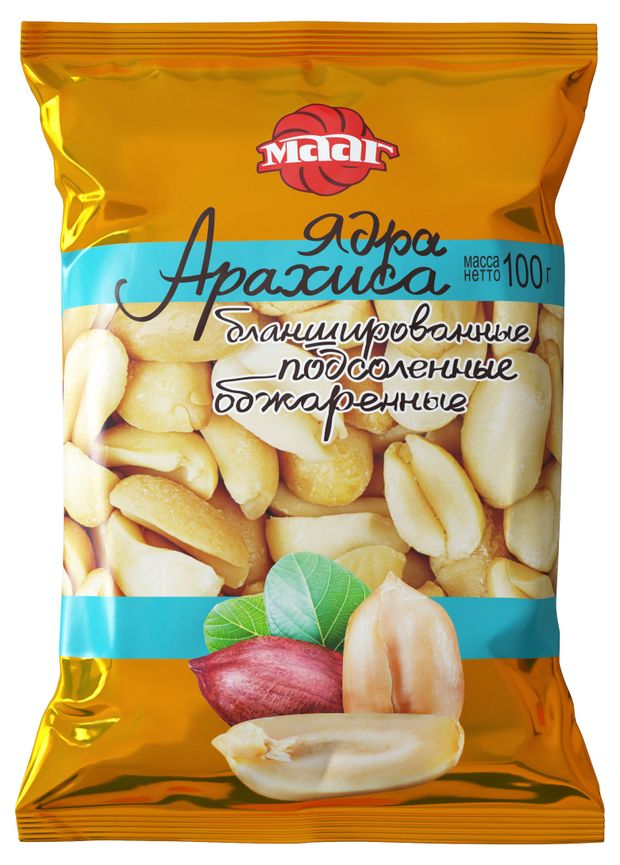 Арахис МААГ ядра бланшированные обжаренные подсоленные 100 г 66₽