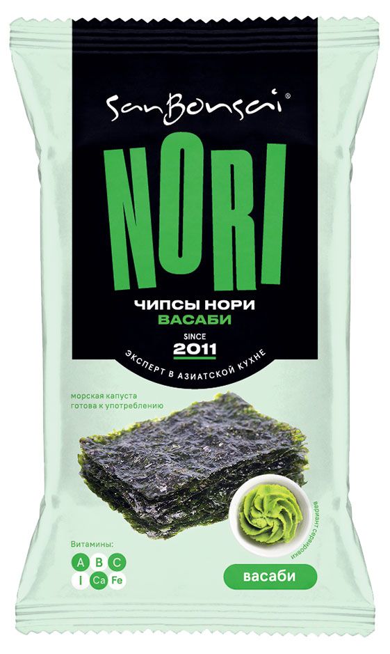 Чипсы нори SanBonsai Васаби, 4,5 г