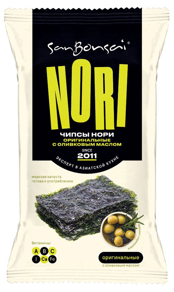 Чипсы нори SanBonsai Оригинальные с оливковым маслом 45 г 90₽