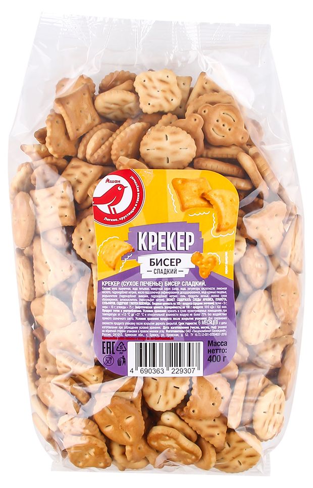 Крекер бисер АШАН Красная птица сладкий 400 г 90₽