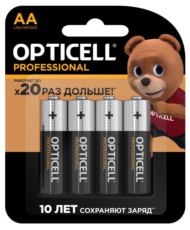 Батарейка Opticell Professional алкалиновая AA 4 шт 420₽