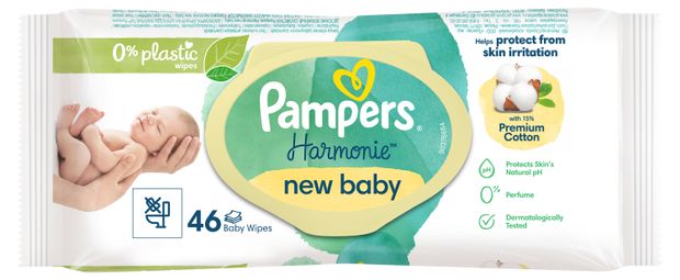 фото Салфетки влажные pampers harmonie new baby, 46 шт