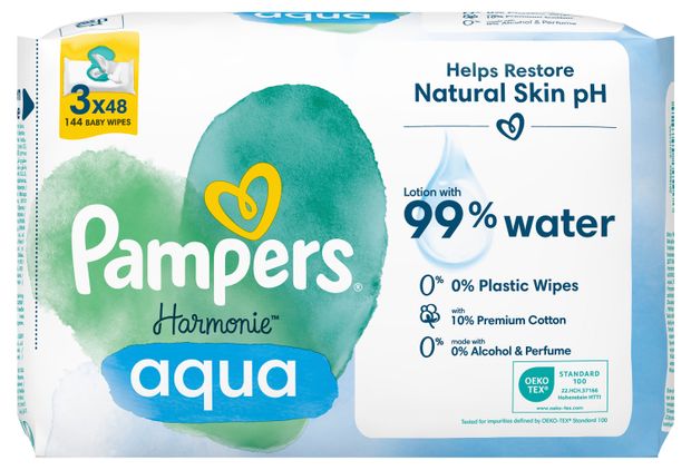 фото Салфетки влажные pampers aqua harmonie, 144 шт