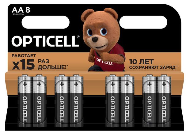 Батарейка Opticell алкалиновая AA 8 шт 680₽