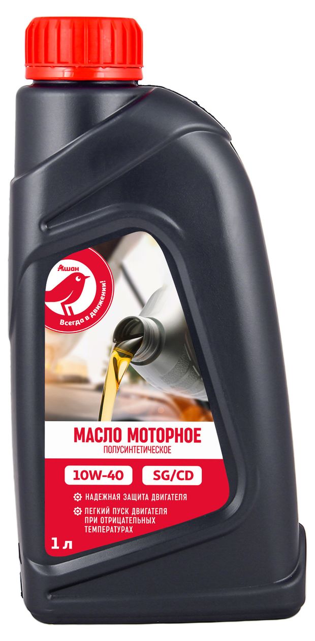 Масло моторное АШАН Красная птица полусинтетическое SAE 10W-40 API SGCD 1 л 430₽