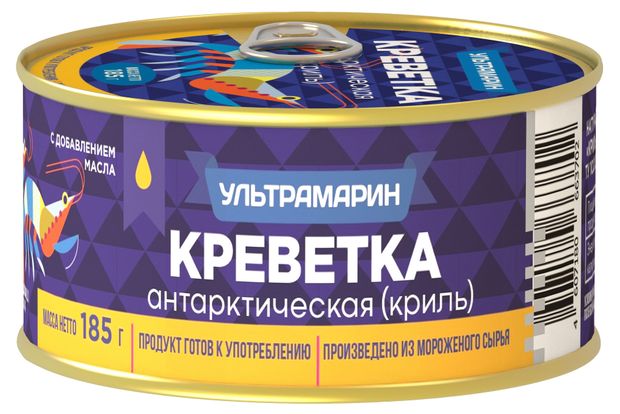 Креветка криль Ультрамарин в масле 185 г 100₽