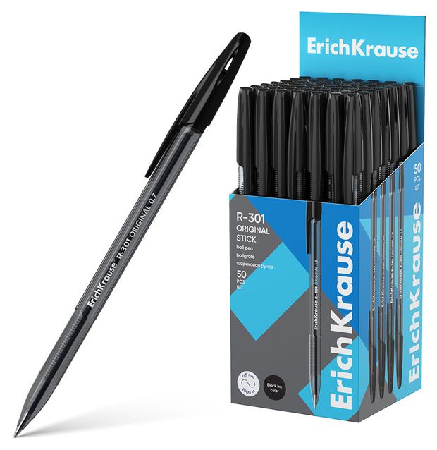 Ручка шариковая ErichKrause R-301 Stick Original 1,0 черная, 1 шт