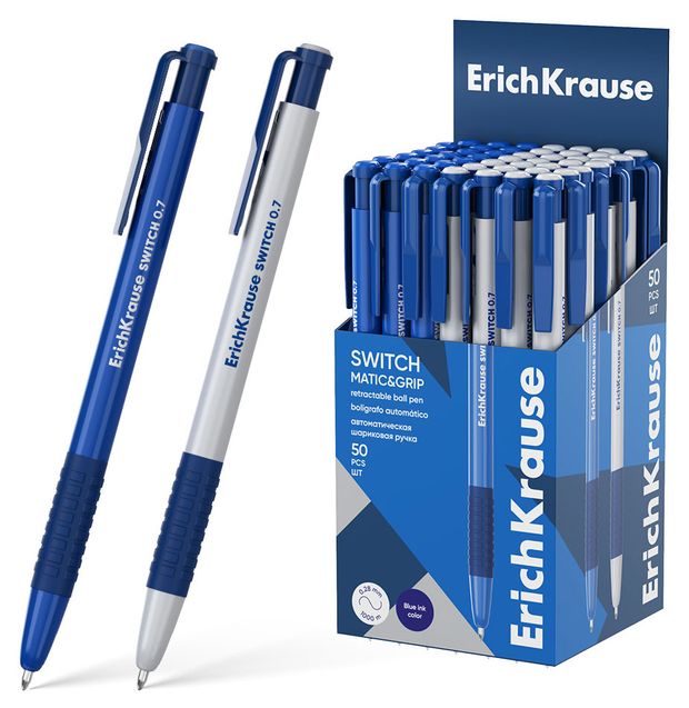 Ручка шариковая автоматическая ErichKrause Switch Matic&Grip 0,7 синяя, 1 шт