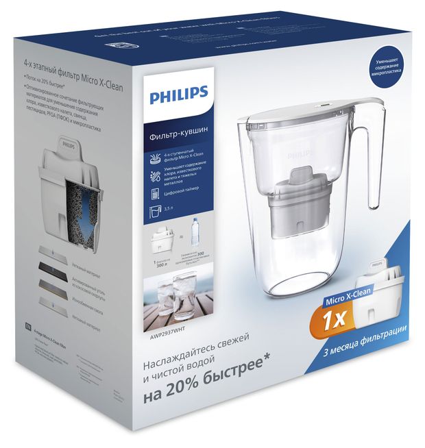 фото Фильтр-кувшин philips awp2937wht, 3,4 л