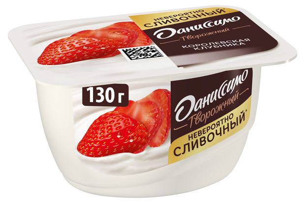Творожок Даниссимо Королевская клубника 5,6% БЗМЖ, 130 г