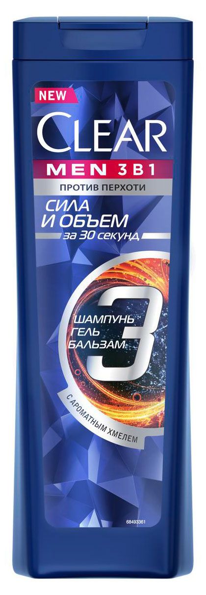 фото Шампунь-бальзам-гель для душа clear men объем и сила, 400 мл