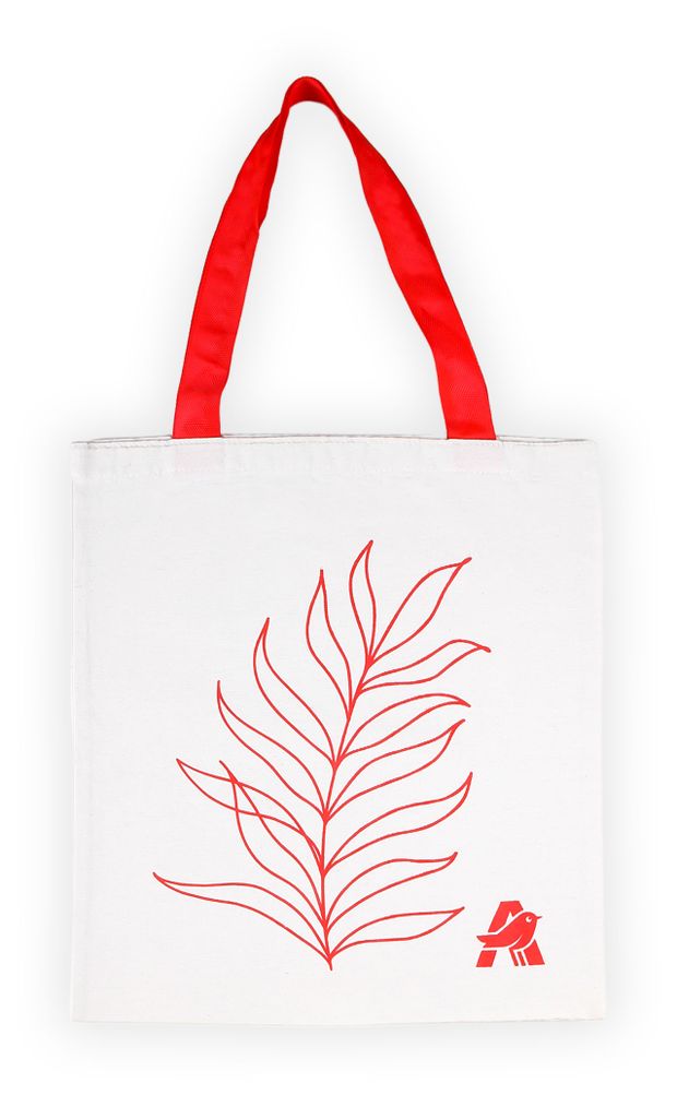 Шоппер АШАН Красная птица с красными ручками, 40х45 см