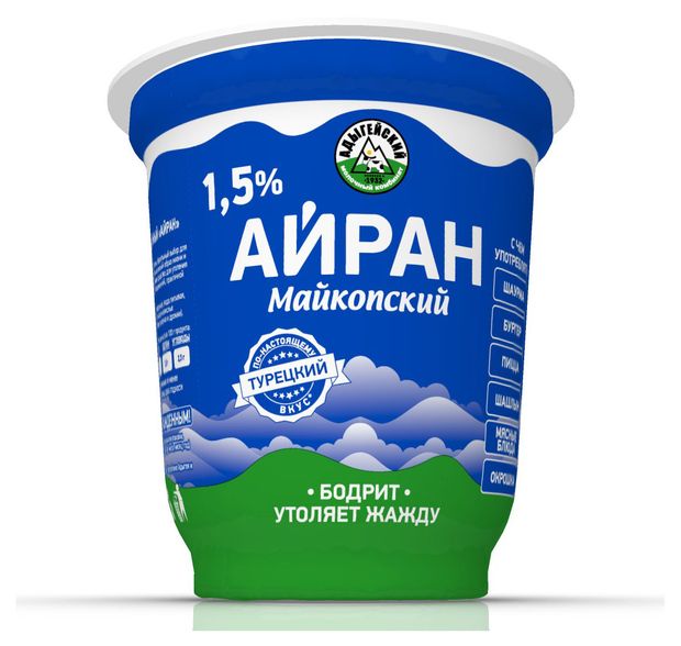 Напиток кисломолочный Айран Майкопская молочная продукция 1,5% БЗМЖ охлажденный, 300 г