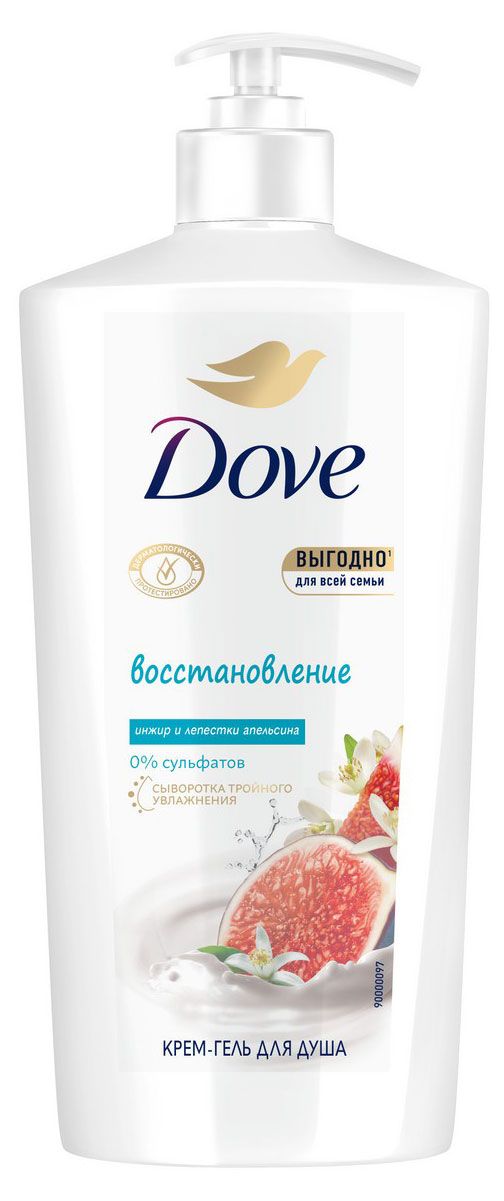 фото Крем-гель для душа dove бессульфатный инжир и лепестки апельсина с сывороткой тройного увлажнения, 610 мл