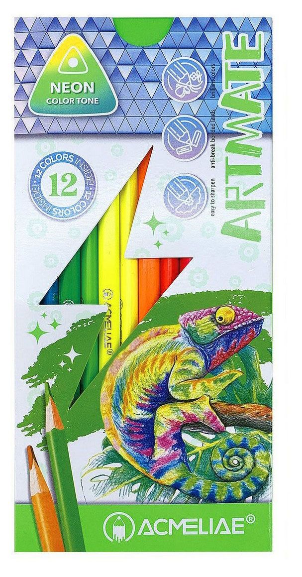 Набор цветных карандашей ACMELIAE Neon Artmate неоновых 12 цветов 130₽