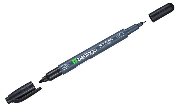 Маркер перманентный двухсторонний Berlingo Multiline PE55 черный пулевидный 0,5/1мм