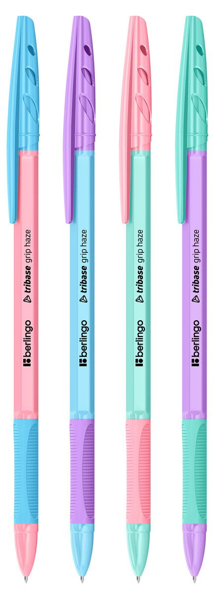 Ручка шариковая Berlingo Tribase grip haze синяя 0,7 мм, 1 шт в ассортименте