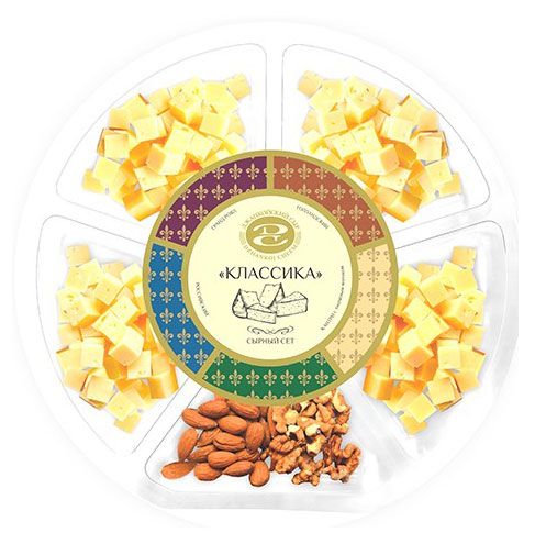 Сырная десертная тарелка Джанкойский сыр Классика сырный сет с грецкими орехами и миндалем кубики БЗМЖ, 200 г