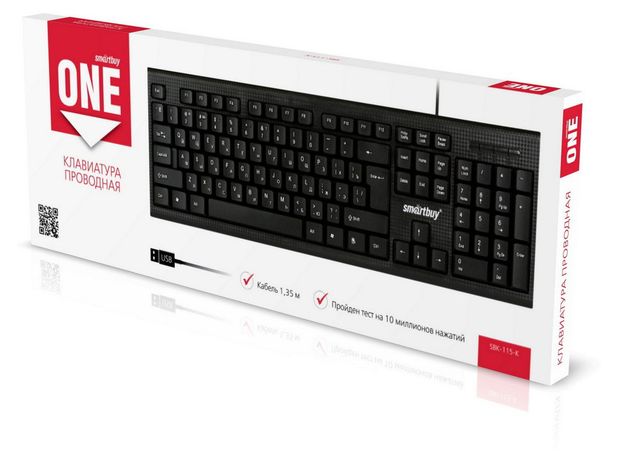 Клавиатура проводная Smartbuy SBK-115-K ONE черная 370₽