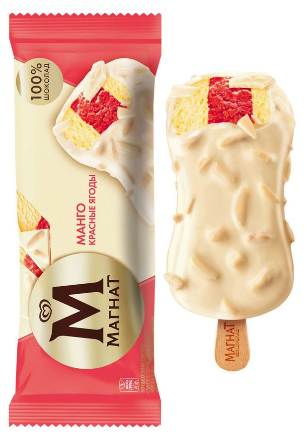 Мороженое эскимо Магнат манго красные ягоды в шоколаде БЗМЖ, 74 г