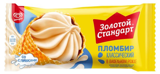 Мороженое пломбир Золотой Стандарт Классический БЗМЖ 100 г 54₽