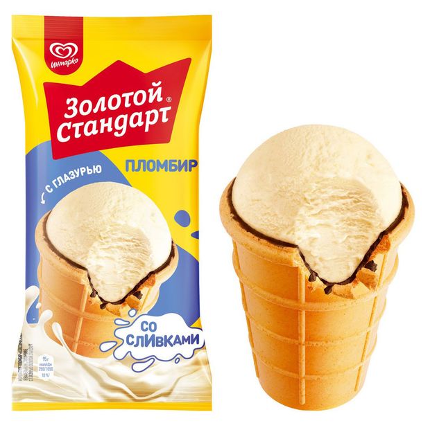 Мороженое пломбир Золотой Стандарт со сливками БЗМЖ 86 г 59₽