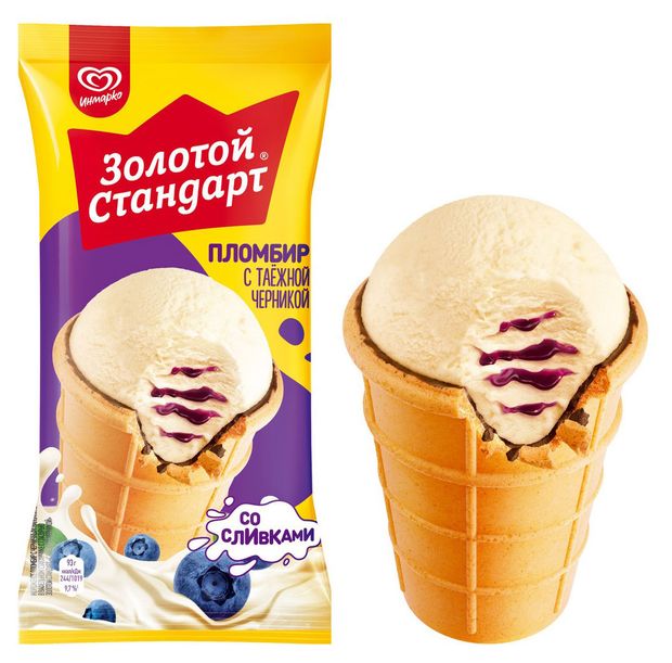 Мороженое пломбир Золотой Стандарт черника БЗМЖ 89 г 59₽