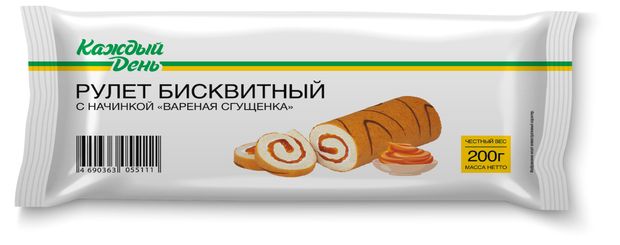 Рулет бисквитный Каждый День вареная сгущенка, 200 г