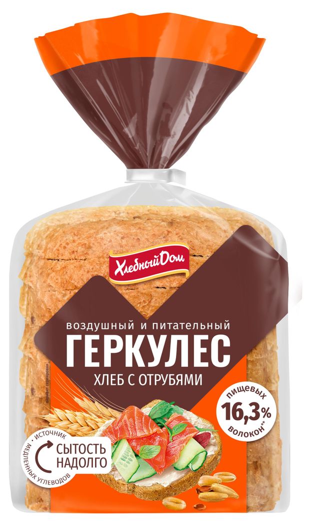 Хлеб тостовый пшеничный Хлебный Дом Геркулес с отрубями нарезка, 250 г