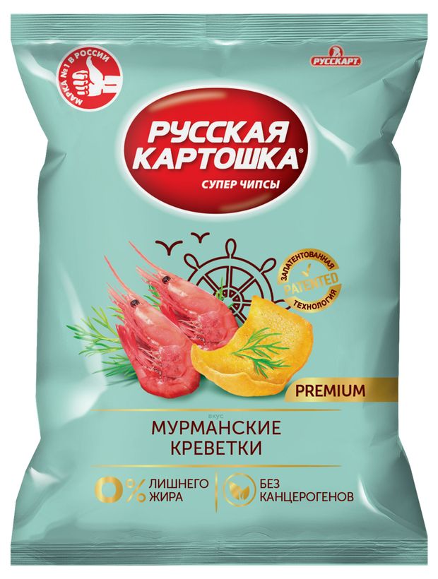 Чипсы картофельные Русская картошка со вкусом мурманских креветок 75 г 98₽
