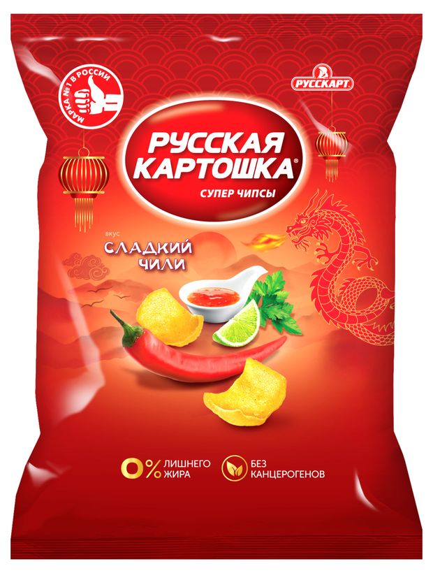 Чипсы картофельные Русская картошка со вкусом сладкого чили, 105 г