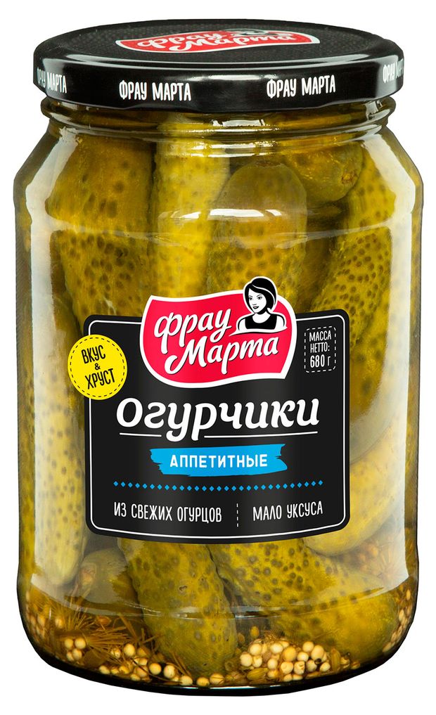 Огурчики Фрау Марта Аппетитные 680 г 199₽