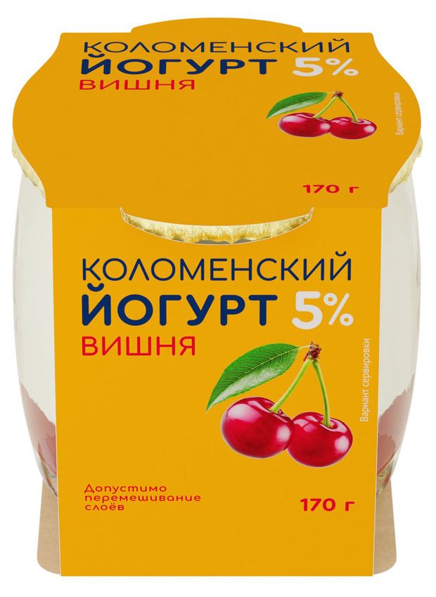 Молочные продукты, яйца  Ашан Йогурт Коломенский вишня 5% БЗМЖ, 170 г