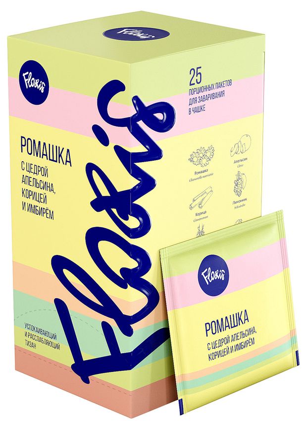 Чайный напиток Floris Ромашка с цедрой апельсина корицей и имбирем, 50 г