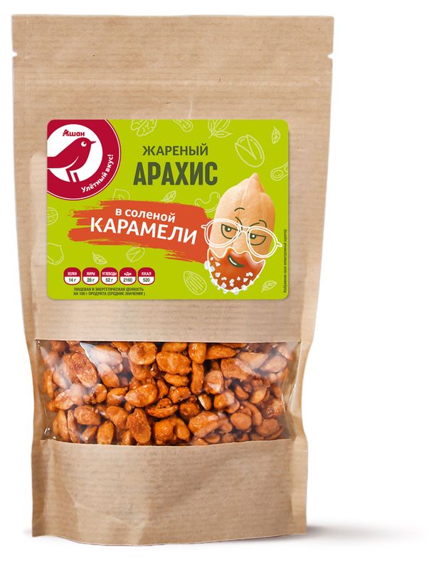 Арахис АШАН Красная птица в соленой карамели 150 г 100₽