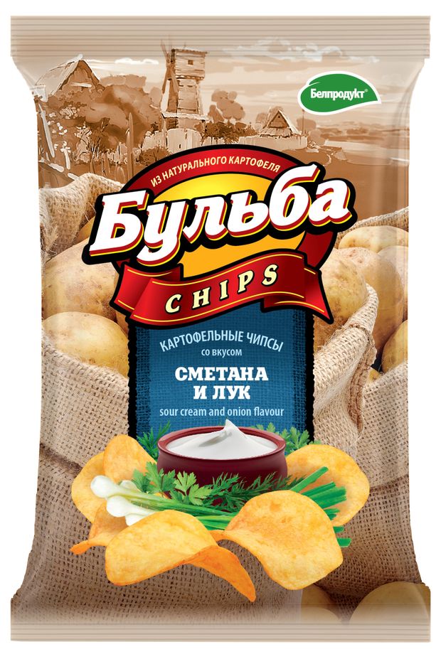 Чипсы картофельные Бульба chips сметана лук, 75 г