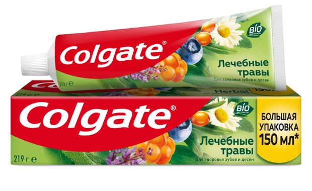 Зубная паста Colgate Лечебные травы с натуральными ингредиентами для здоровья зубов и десен, 150 мл