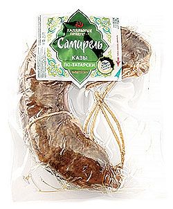 Колбаса варено-копченая Самирель Казы по-татарски из конины халяль 04 кг 200₽