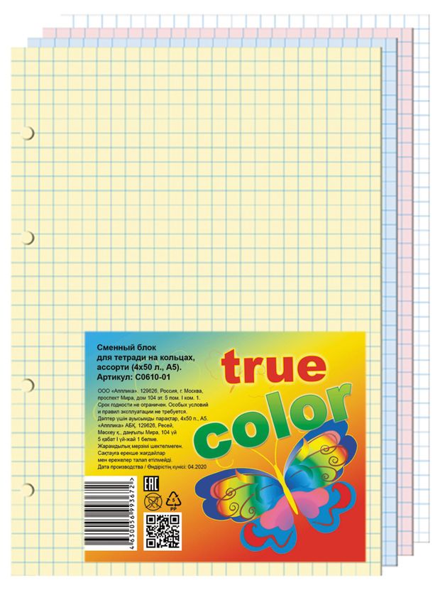 Блок сменный Апплика в клетку 4 цвета А5 200 л 200₽