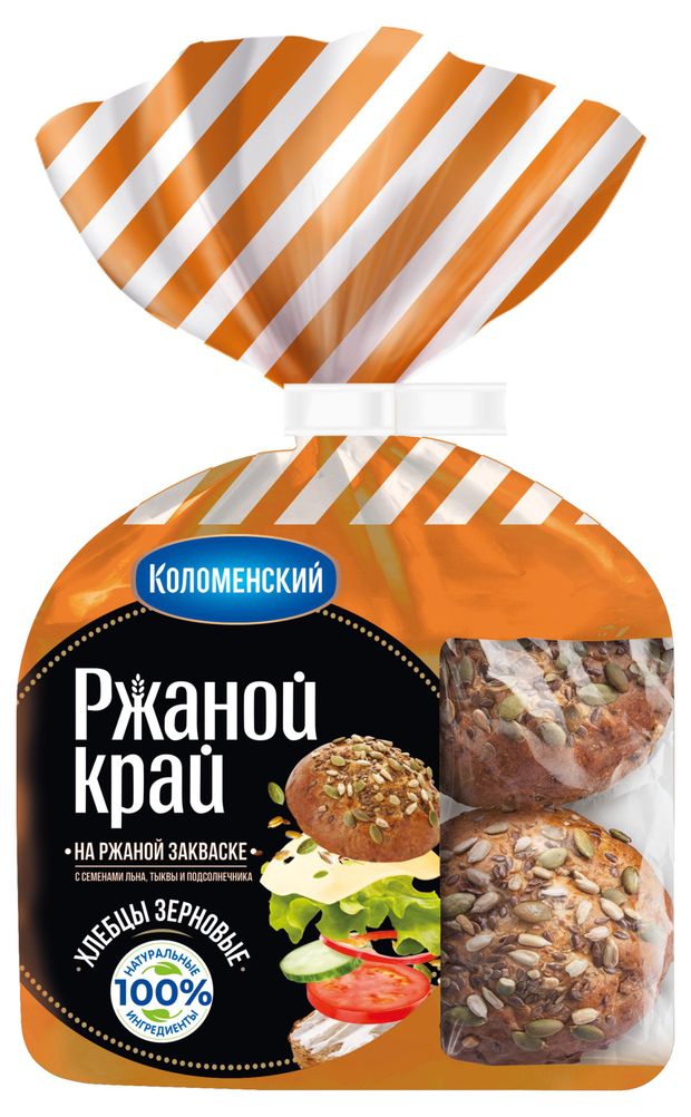 Хлебцы Зерновые Коломенское Ржаной край с семенами льна, тыквы и подсолнечника на ржаной закваске нарезка 4 шт, 260 г