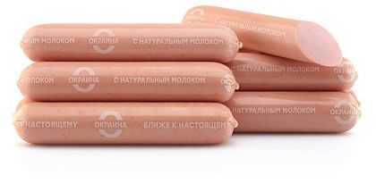 Колбасные изделия Сосиски Окраина с натуральным молоком, ~ 1,3 кг
