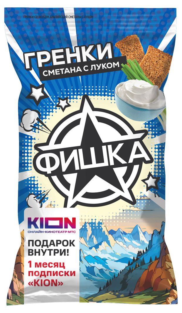 Гренки Фишка со вкусом альпийской сметаны с луком 120 г 100₽