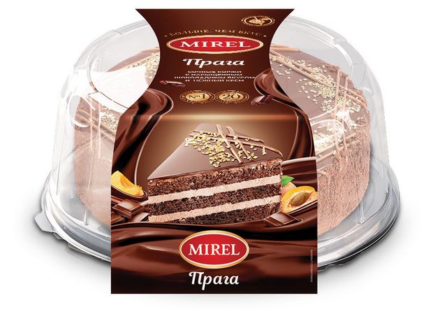 Торт шоколадно-бисквитный MIREL Прага с воздушным кремом и абрикосовым джемом охлажденный, 660 г
